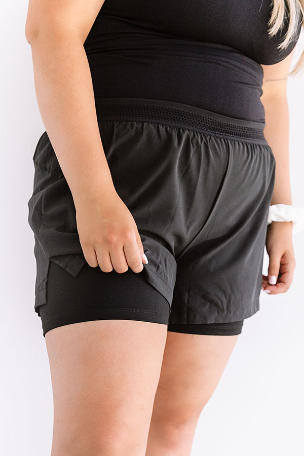 Premium Plus-Size Above & Beyond Active Shorts - Black Curves