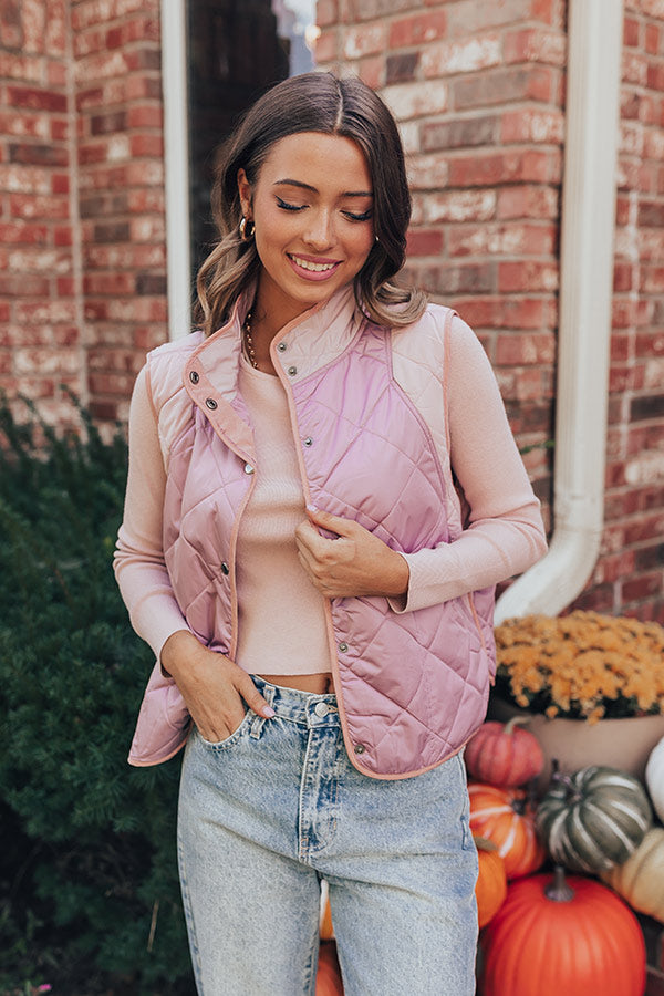 Premium Campfire Stories Quilted Vest in Blush - Upgrade Your Layering Game