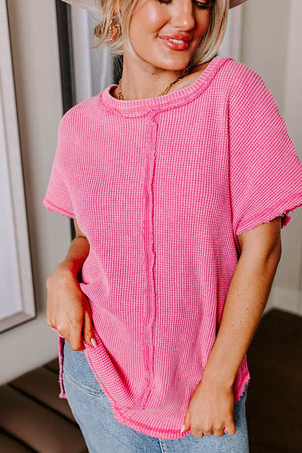 Ultimate Comfort Waffle Knit Top - Soft Pink