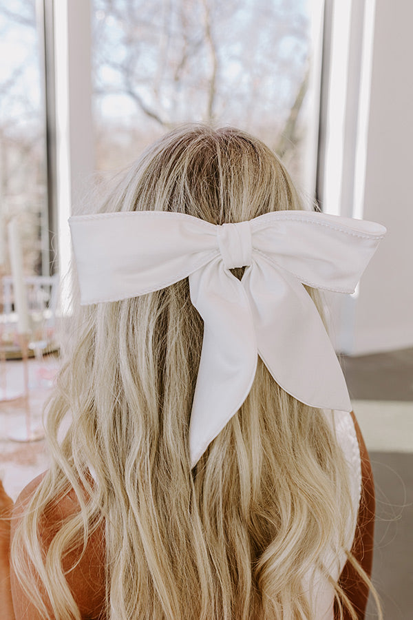 Premium Satin Bow Hair Clip - Elegant Faux Pearl Accent