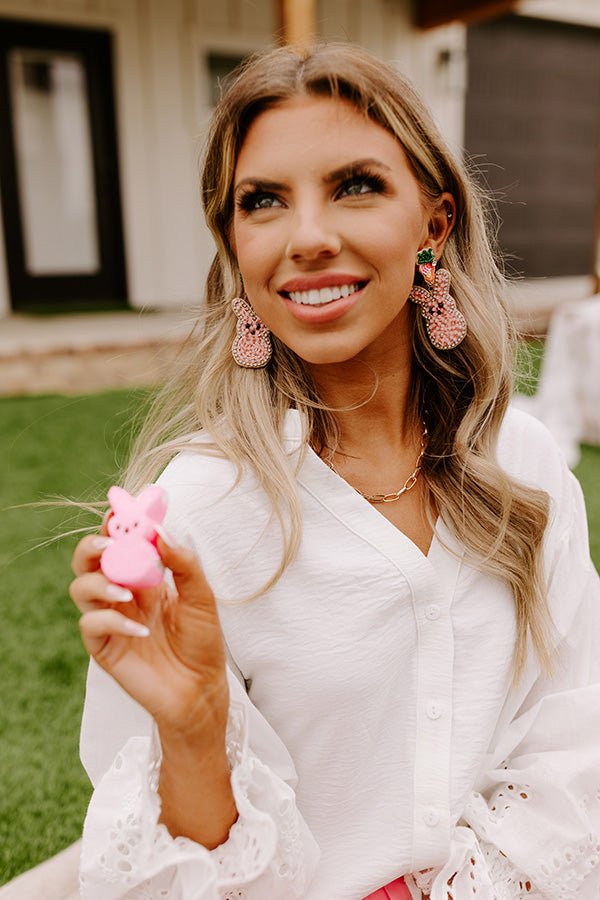 Premium Pink Beaded Bunny Earrings - Ultimate Spring Style