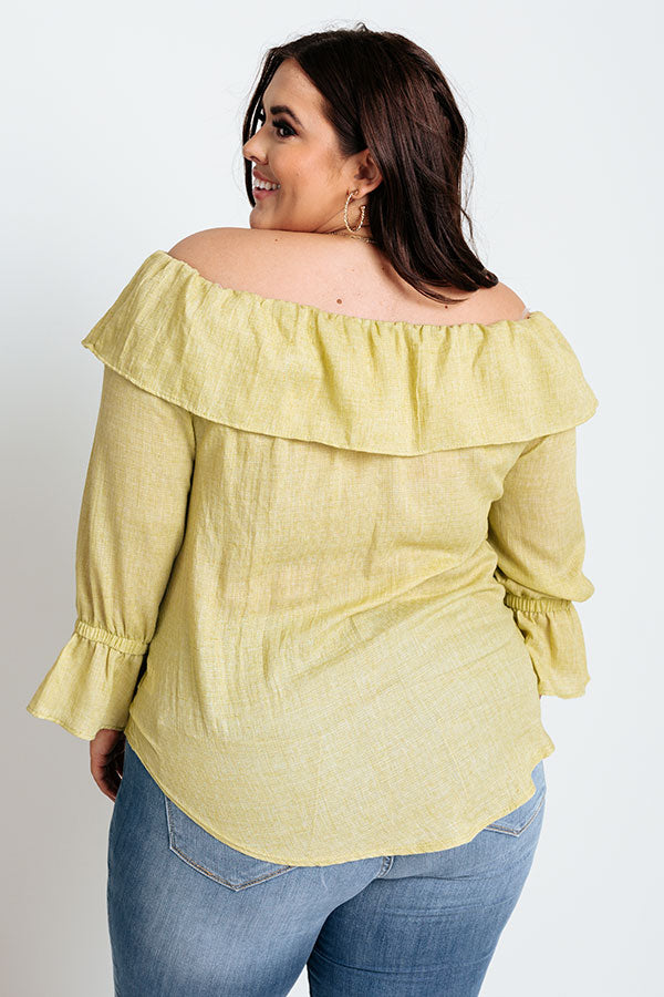 Ultimate Vacay Honey Off-Shoulder Shift Top in Lime Punch Curves