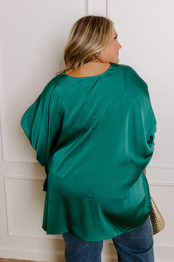 Premium Satin Shift Top: Ultimate Comfort in Hunter Green