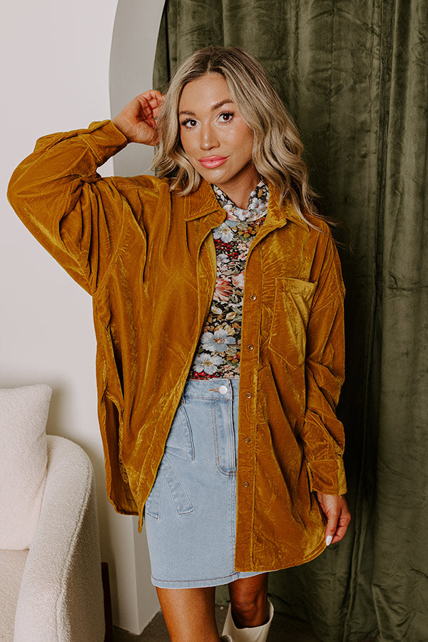 Premium Velvet Button-Up Top in Mustard - Ultimate Style Upgrade