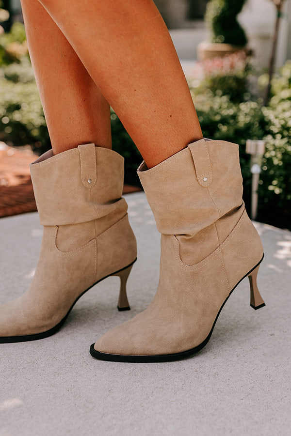 Premium Eliza Faux Nubuck Bootie in Khaki - Ultimate Comfort & Style