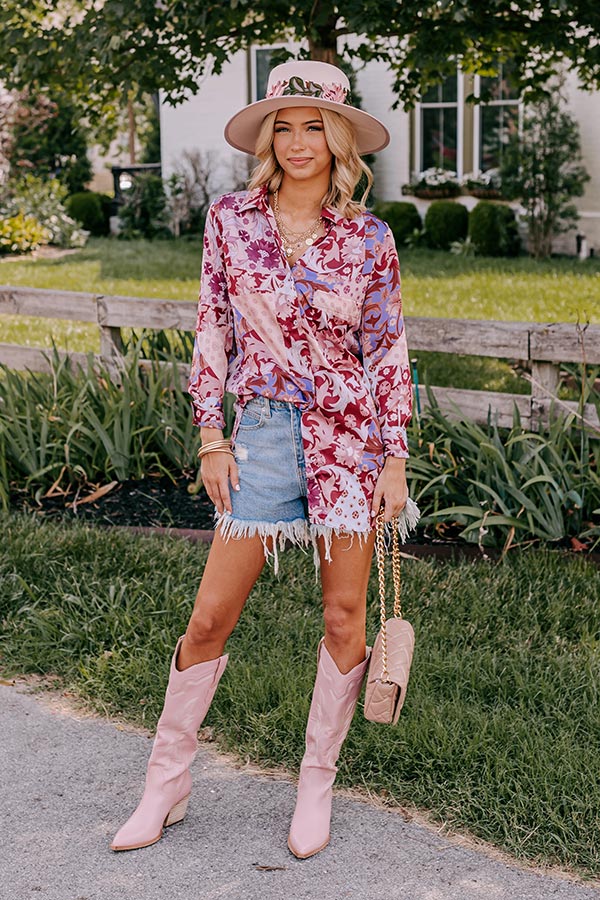 Premium Satin Floral Button-Up Shirt