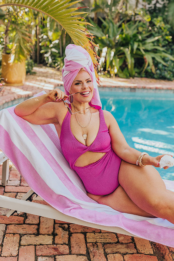 Premium Sunkissed Shores Seersucker One-Piece Swimsuit for Curves