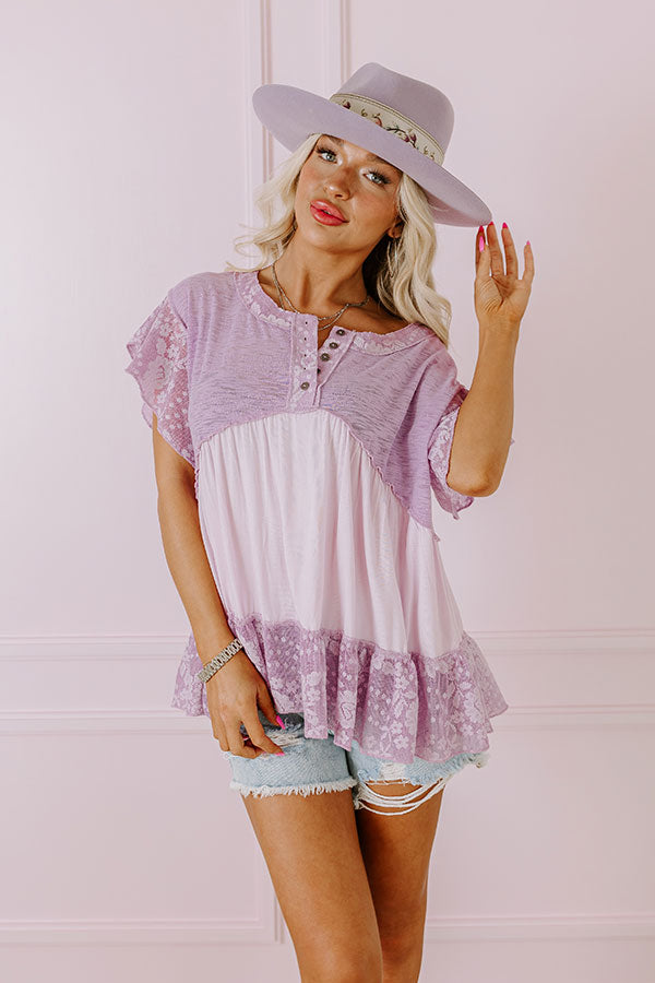 Premium Lavender Lace Babydoll Top - Springtime Essential