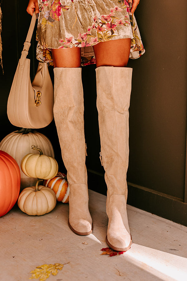 Premium Juliet Faux Suede Thigh High Boots in Oatmeal - Ultimate Style Upgrade