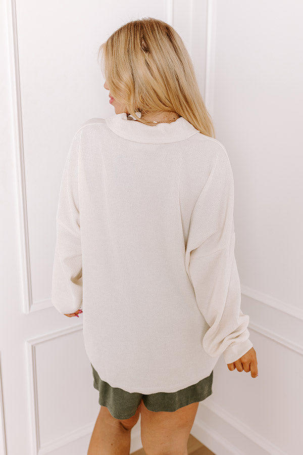 Premium Autumn Knit Henley Top - Cream Curves Collection