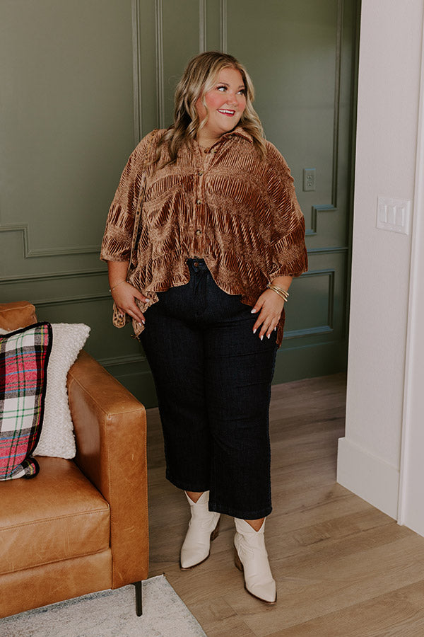 Premium Roman Holiday Velvet Top - Ultimate Brown Curves Edition