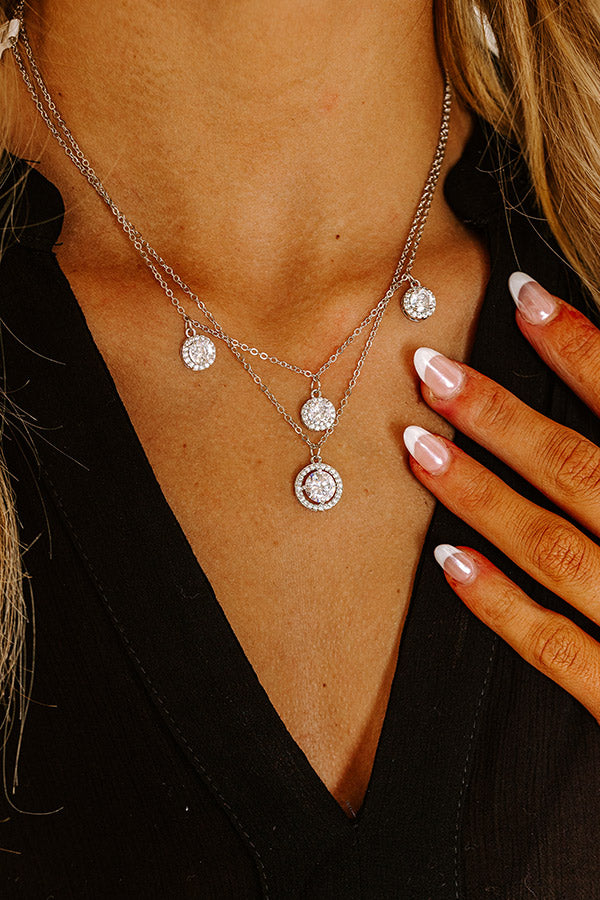 Premium Sparkle Layered Necklace - Silver Elegance