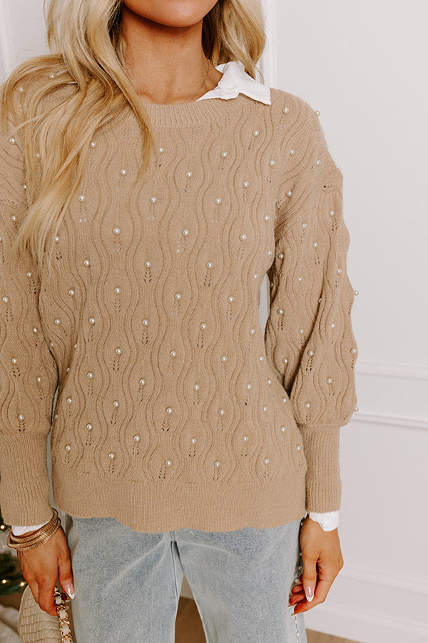 Premium Taupe Embellished Knit Sweater - Ultimate Comfort & Style