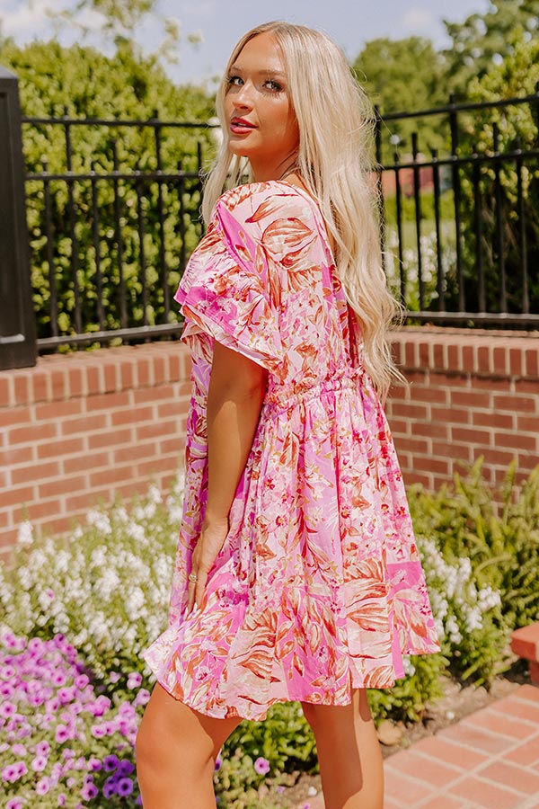 Ultimate Summer Floral Dress - Fuchsia & Gold Elegance