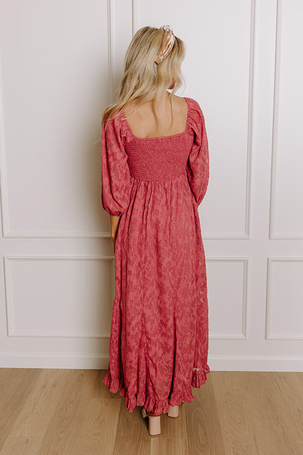 Ultimate Rustic Rose Jacquard Maxi Dress – Embrace Everyday Elegance