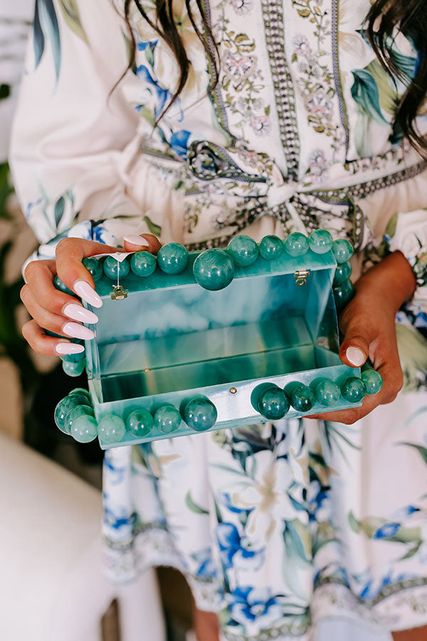 Premium Jade Acrylic Clutch with Detachable Chain