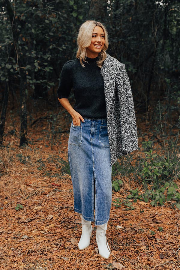 Premium Like Clockwork Knit Sweater Top - Ultimate Black