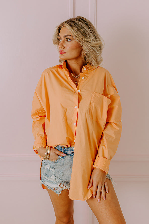 Premium Lucky Charm Orange Button-Up Top