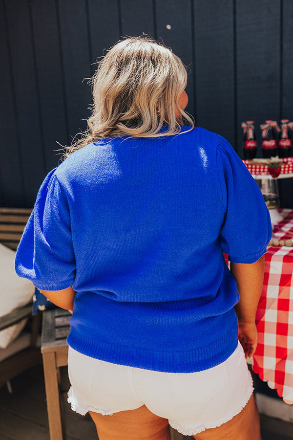 Premium USA Knit Sweater Top - Royal Blue Curves | Ultimate Comfort & Style