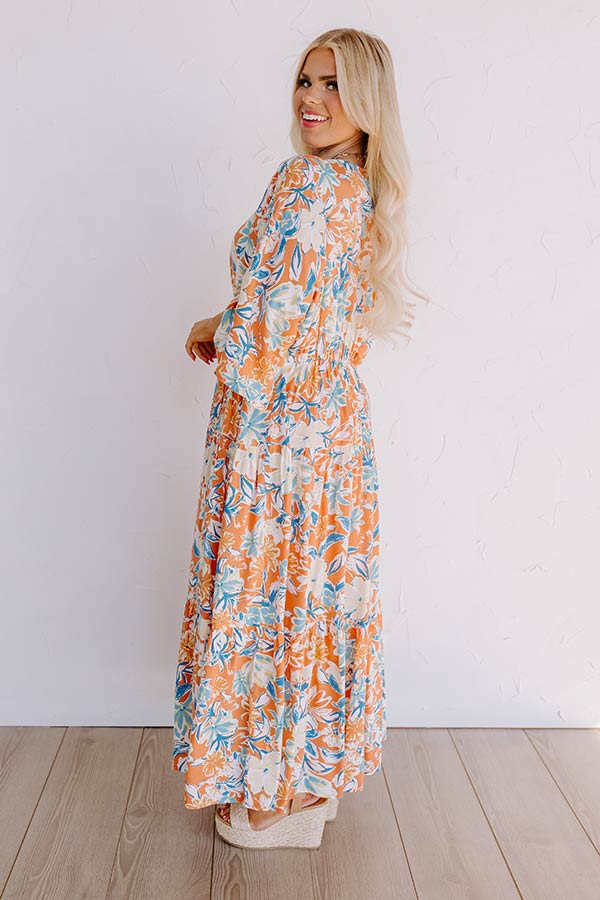 Ultimate Blossom Breeze Floral Maxi Dress - Persimmon Curves