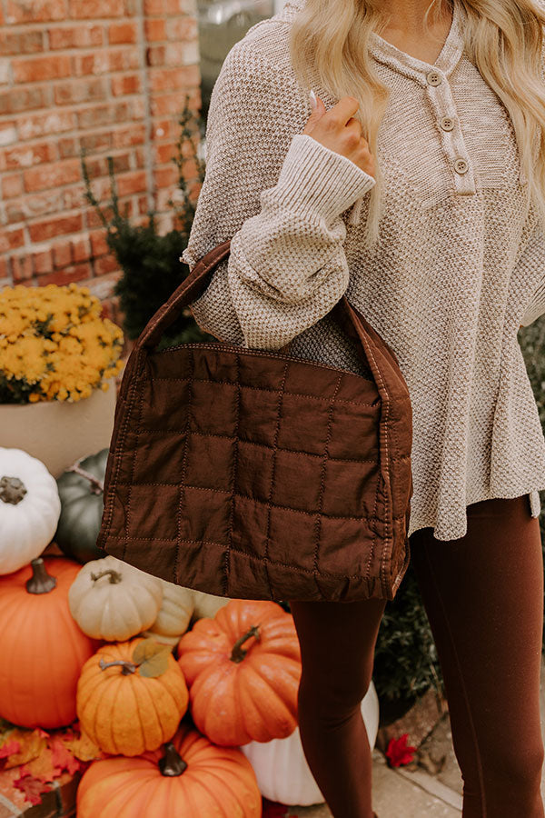 Premium Quilted Leather Purse in Elegant Brown