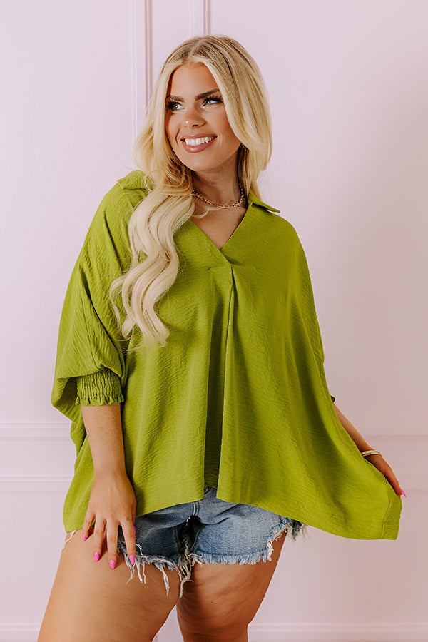 Premium Luxe Lane Shift Top - Lime Curves