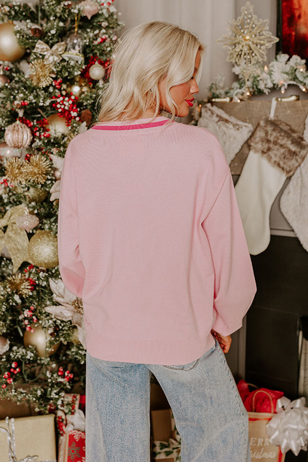 Premium Holiday Glam Sequin Sweater - Pink Nutcracker Design