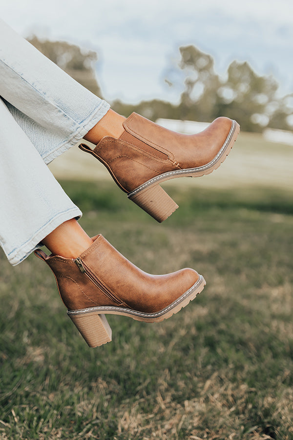 Premium Khloe Faux Leather Bootie - Chocolate Elegance