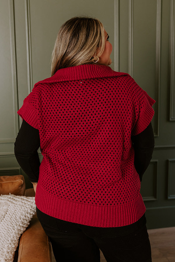 Premium Cozy Lifestyle Knit Top - Red Curves