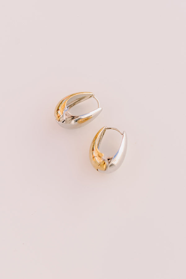 Premium Mixed Metal Tear Drop Huggie Earrings