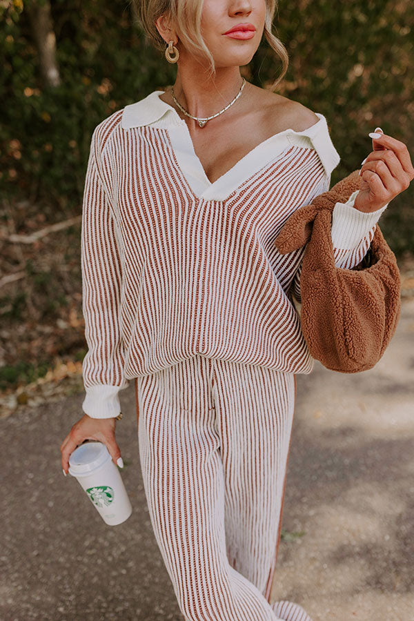 Premium Uptown Chic Ribbed Knit Sweater in Ivory - Ultimate Casual Luxe