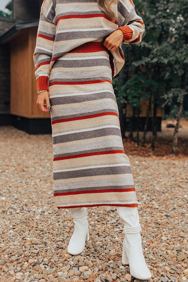 Ultimate Mulled Wine Knit Skirt - Trendy Striped Style