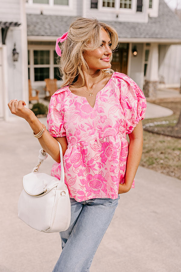 Premium Floral Jacquard Top - Petal Perfection