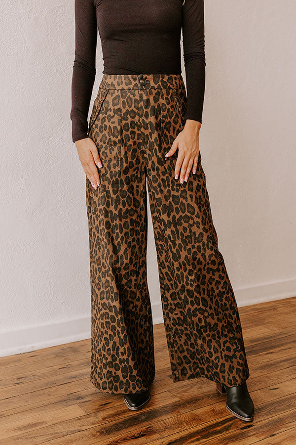 Ultimate Valentina High Waist Wide Leg Pants - Trendy Leopard Print