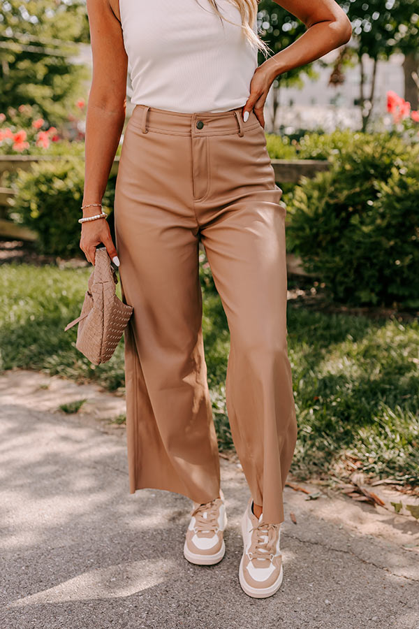 Premium Reagan High Waist Faux Leather Pants in Camel - Ultimate Style Upgrade