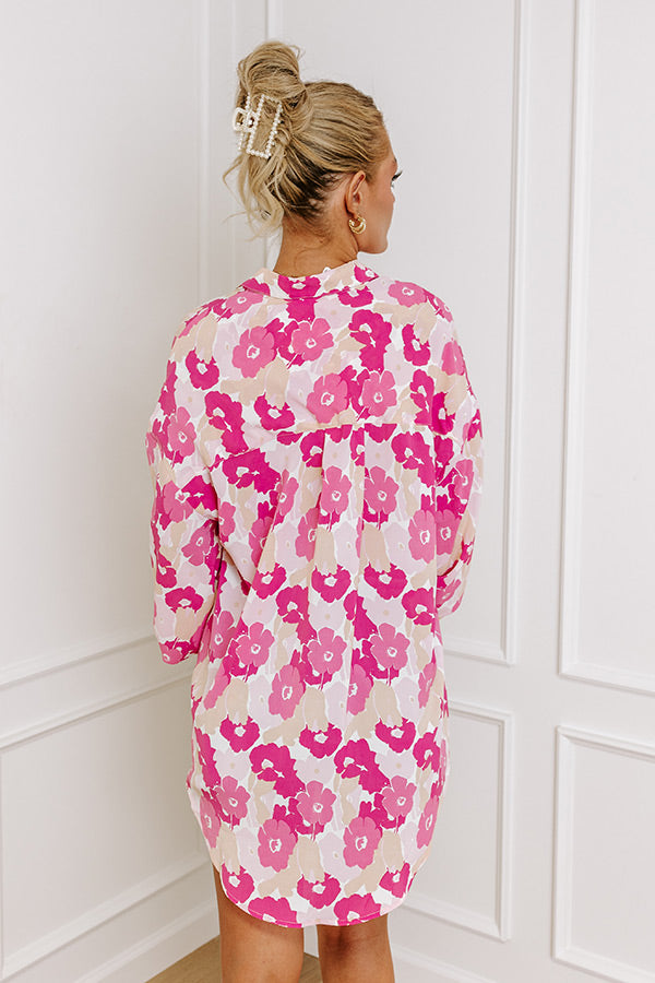Premium Floral Chiffon Button-Up: Blush Elegance