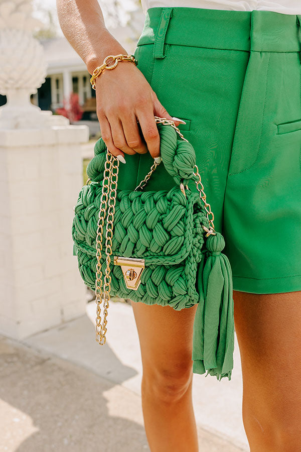 Premium Montego Woven Handbag in Emerald Green