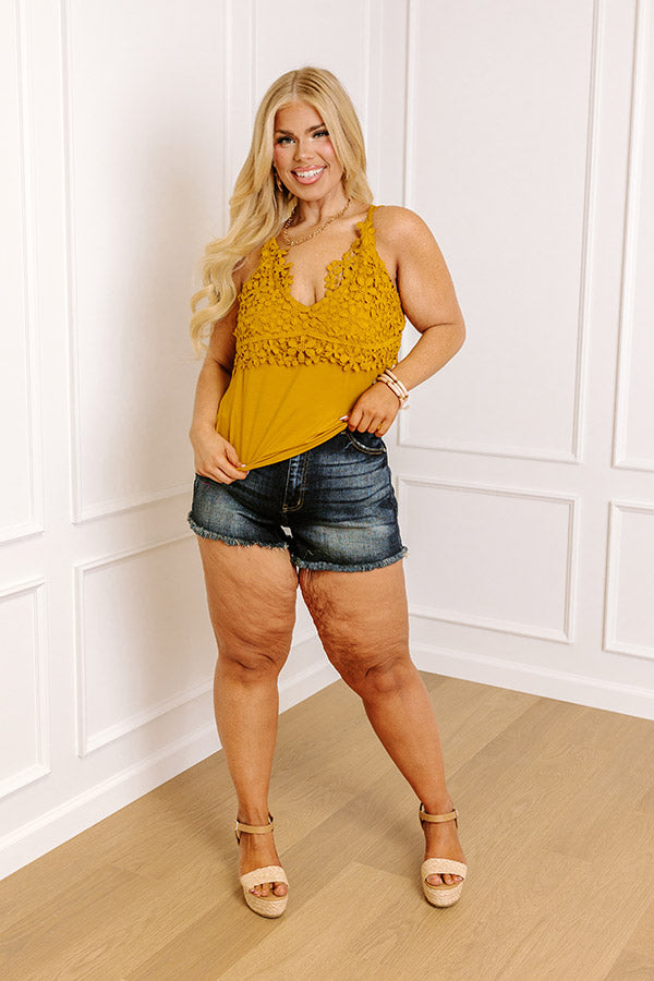 Premium Call Me Yours Crochet Tank - Mustard Curves