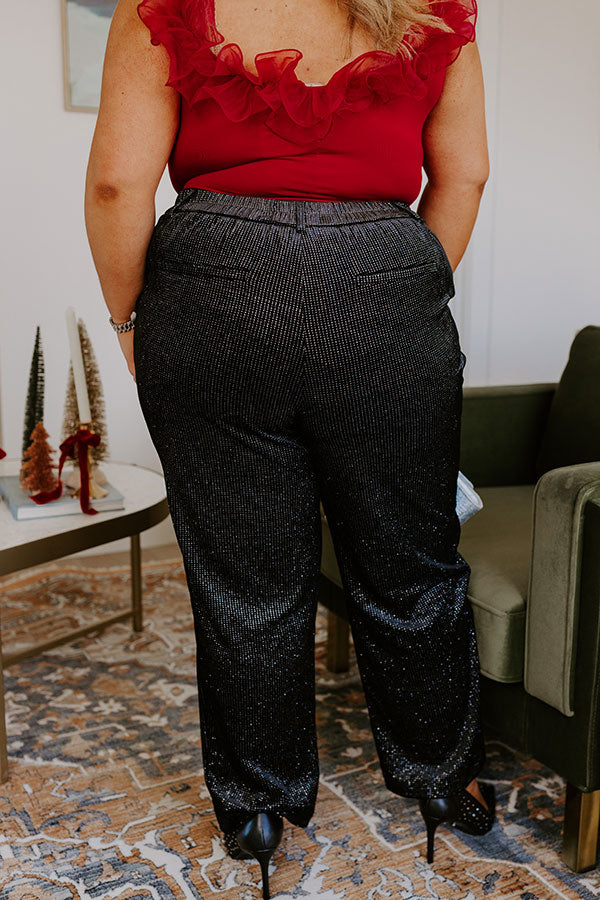 Premium High Waist Glitter Pants - Ultimate Shimmer Edition