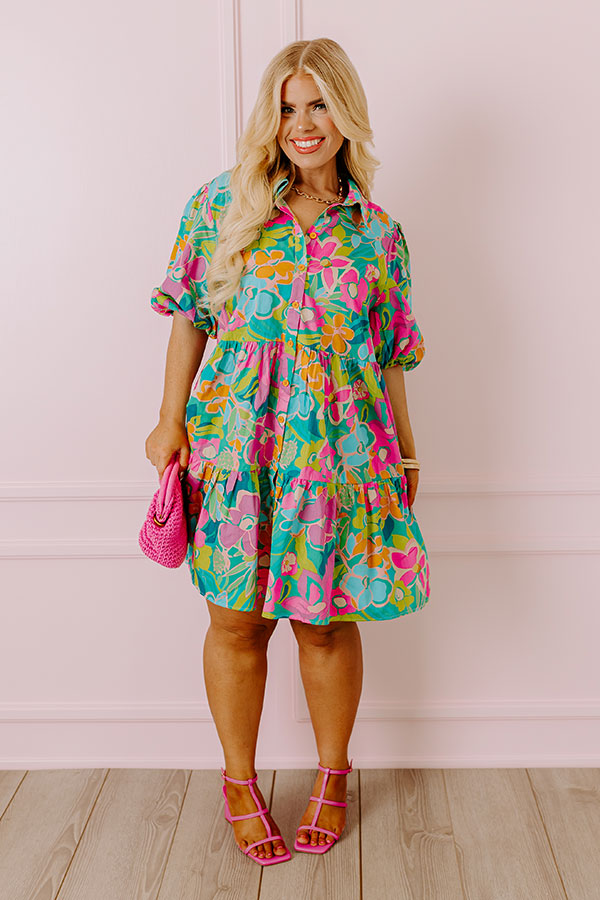 Ultimate Lagoon Luxe Floral Mini Dress for Curves