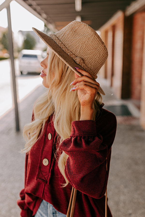 Premium Fall Dreaming Chenille Fedora - Iced Latte