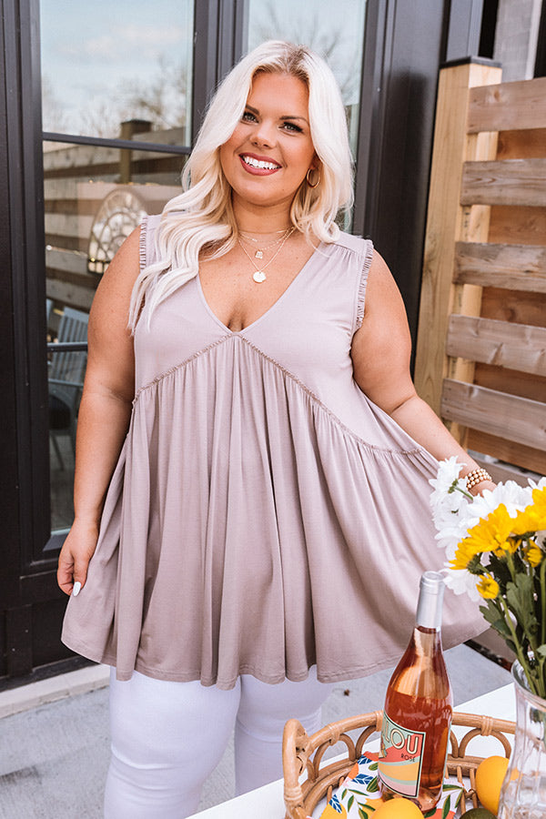 Premium Adley Babydoll Shift Tank in Mocha Curves - Ultimate Comfort for Plus Size