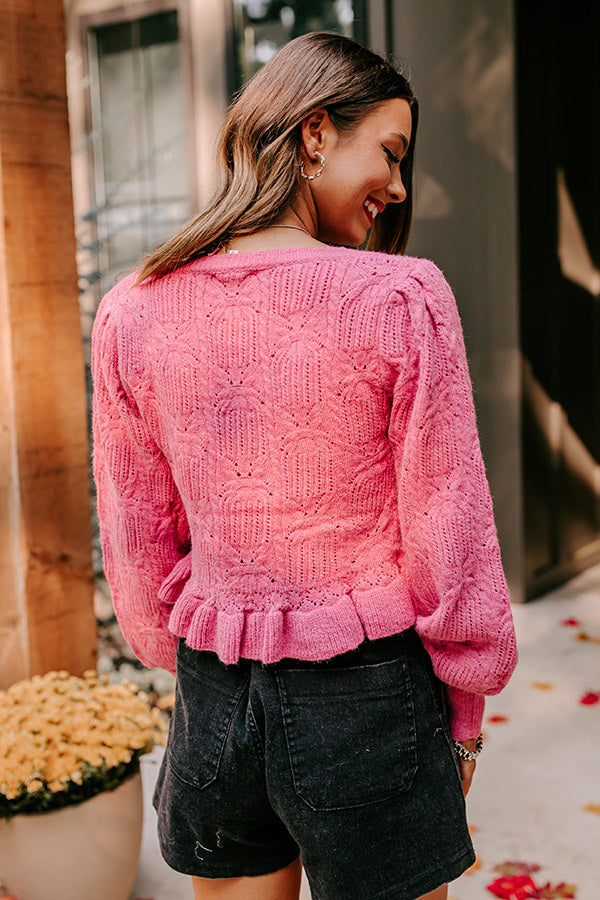 Premium Flirty Feeling Knit Sweater Top - Blush Elegance