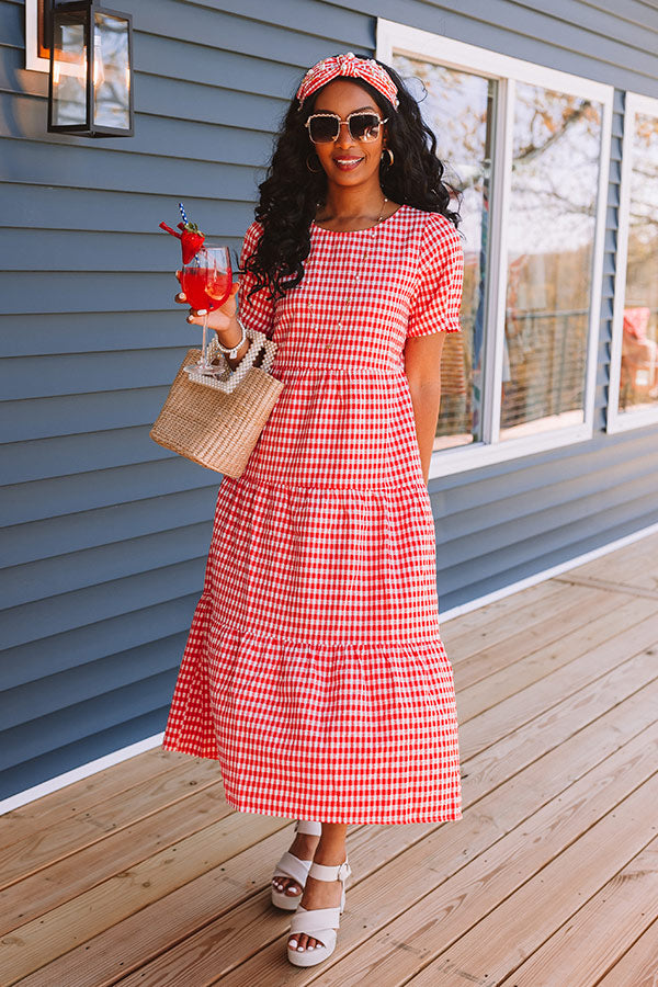 Premium Freedom Rings Gingham Midi Dress