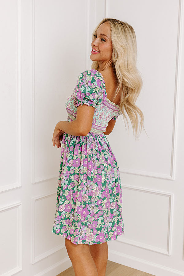 Premium Smocked Floral Mini Dress - Lush Meadow Elegance