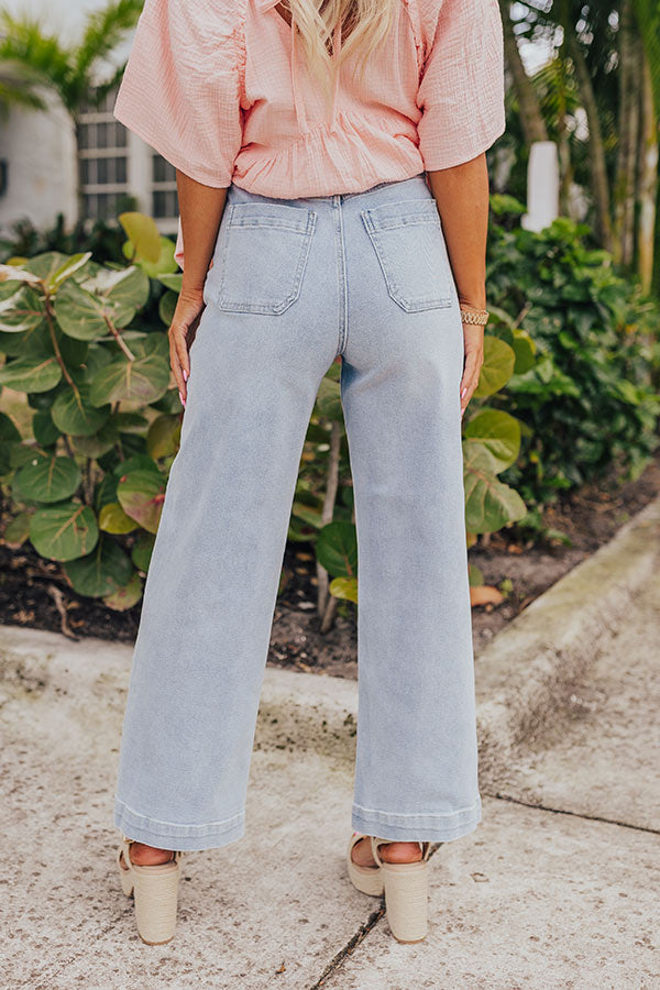 Premium High Waist Cargo Jeans by Just USA – Light Wash Denim