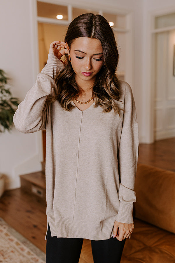 Premium Fall Latte Shift Sweater - Light Warm Taupe