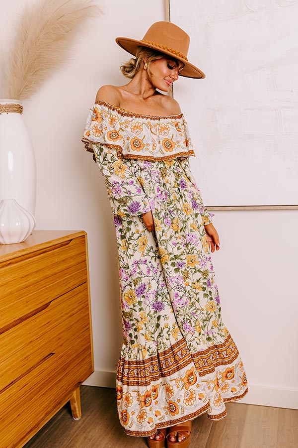 Ultimate Blooming Meadow Floral Maxi Dress in Cream