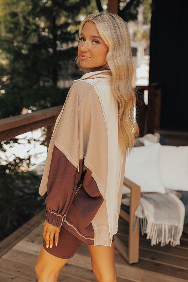 Premium Espresso Please Color Block Sweatshirt - Ultimate Cozy Style