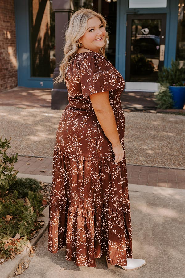 Ultimate Elegance: Premium Floral Maxi Dress in Dark Chocolate